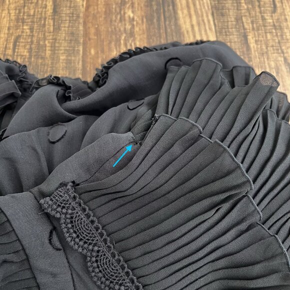 Kate Spade Bakery Dot Devore Dress Layered Ruffles Soft Romantic Size 12 Black - Picture 12 of 16